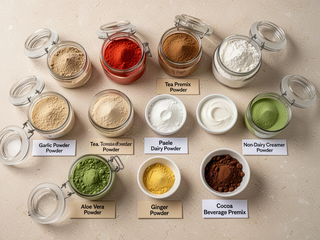 Food and beverage powder ingredient samples